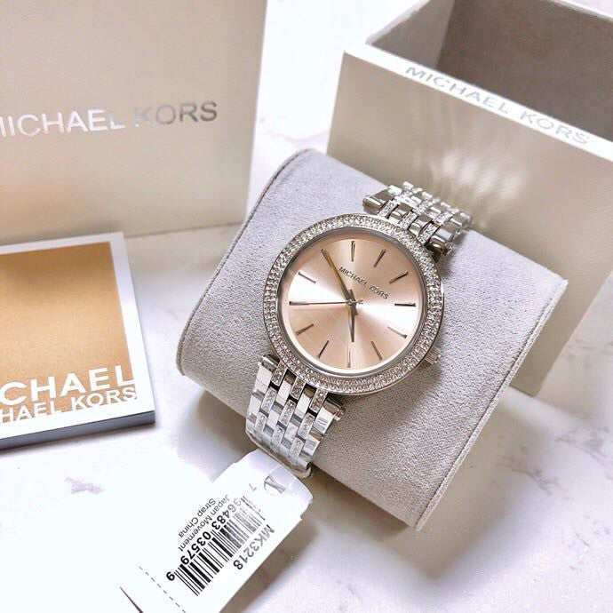Michael Kors Darci Orange Dial Silver Stainless Steel Strap Watch for Women - MK3218