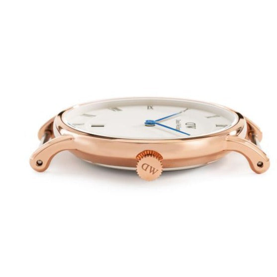 Daniel Wellington Dapper York White Dial Brown Leather Strap Watch For Women - DW00100093