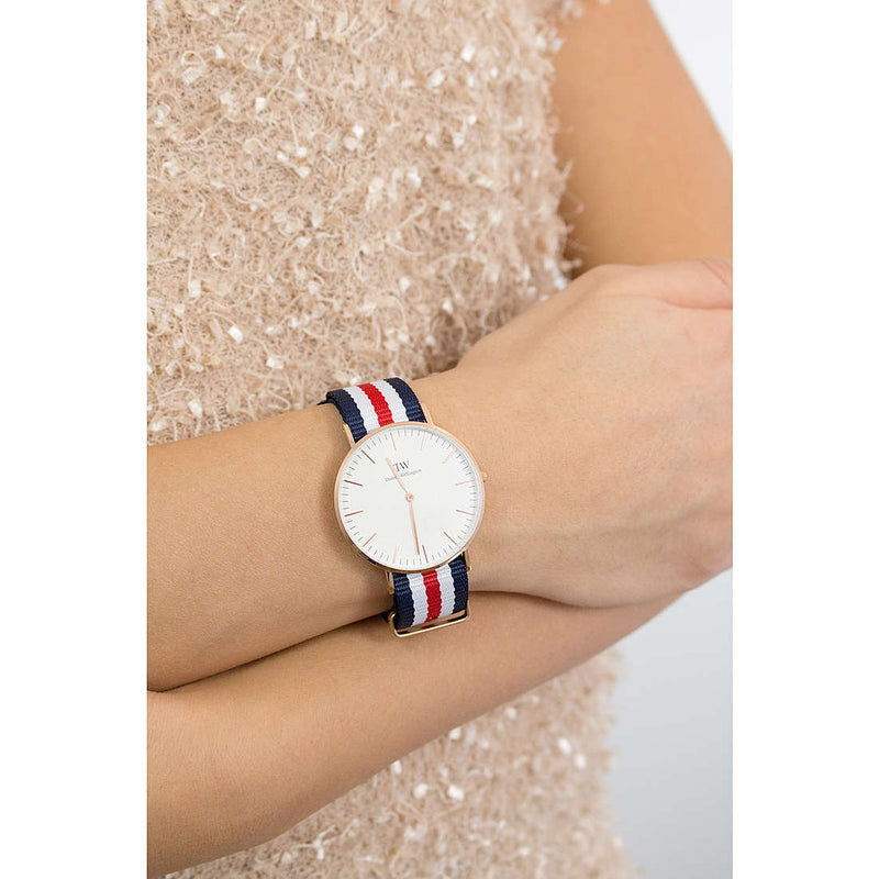 Daniel Wellington Classic Canterbury White Dial Two Tone NATO Strap Watch For Women - DW00100030