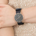 Daniel Wellington Classic Cornwall Black Dial Black NATO Strap Watch For Women - DW00100150