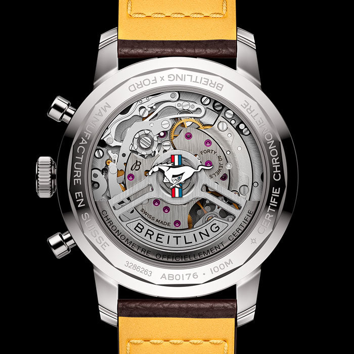 Breitling Top Time B01 Ford Mustang Green Dial Brown Leather Strap Watch for Men - AB01762A1L1X1