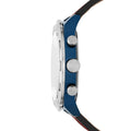 Fossil Bronson Chronograph Luggage Blue Dial Brown Leather Strap Watch for Men - FS5829