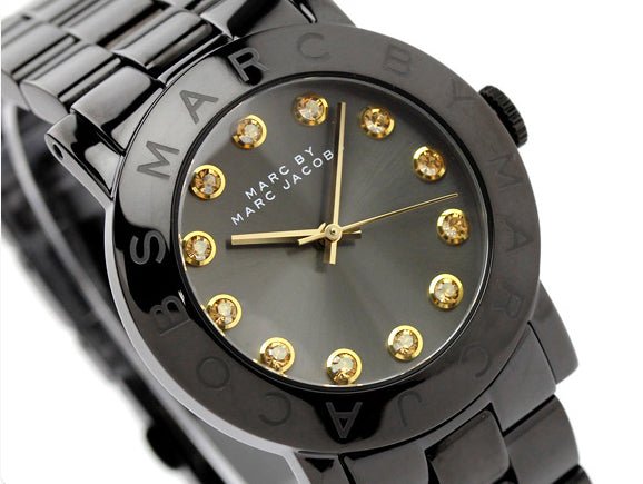 Marc Jacobs Amy Black Dial Black Steel Strap Watch for Women - MBM8595