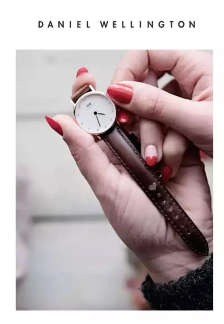Daniel Wellington Classy Bristol White Dial Brown Leather Strap Watch For Women - DW00100070