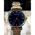Emporio Armani Gianni T Bar Crystal Blue Dial Two Tone Steel Strap Watch For Women - AR11092