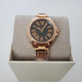 Michael Kors Kacie Three Hand Black Dial Rose Gold Steel Strap Watch for Women - MK6930
