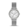 Michael Kors Quartz Crystals White Dial Silver Mesh Strap Watch for Women - MKO1013