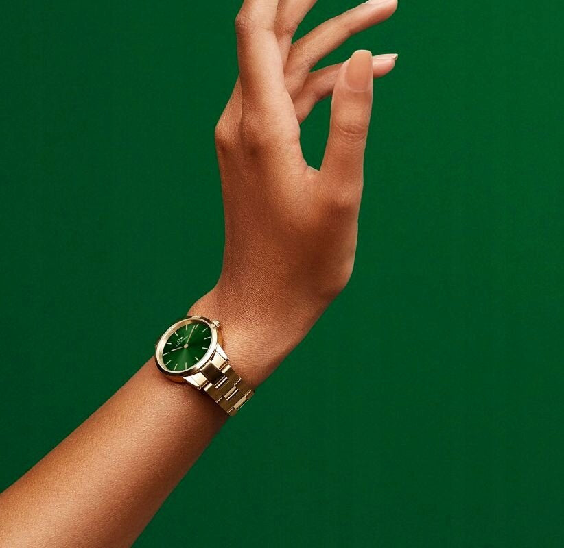 Daniel Wellington Iconic Link Emerald Green Dial Rose Gold Steel Strap Watch For Women - DW00100421