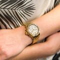 Michael Kors Everest Chronograph White Dial Gold Steel Strap Watch For Women - MK7212