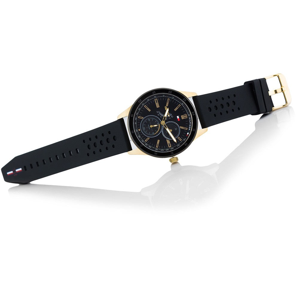 Tommy Hilfiger Austin Black Dial Black Rubber Strap Watch for Men - 1791636