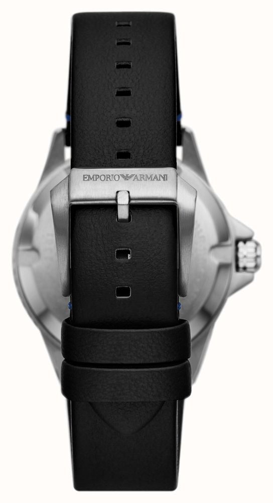 Emporio Armani Diver Three-Hand Quartz Blue Dial Blue Leather Strap Watch For Men - AR11516