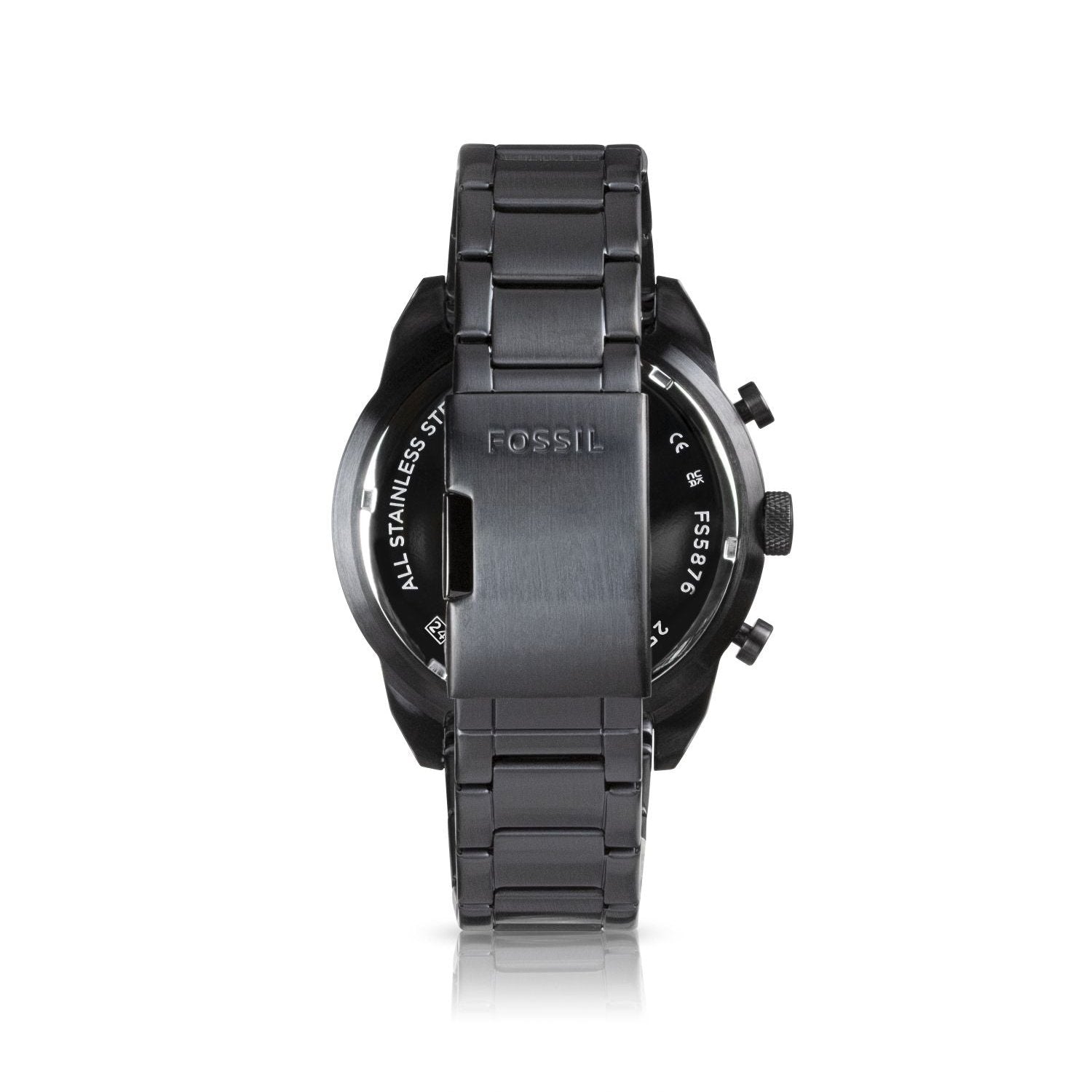 Fossil Everett Chronograph Black Dial Black Steel Strap Watch for Men - FS5797