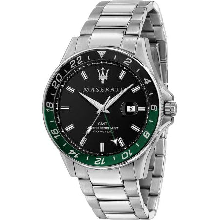 Maserati SFIDA Chronograph Black Dial Silver Steel Strap Watch For Men - R8853140005