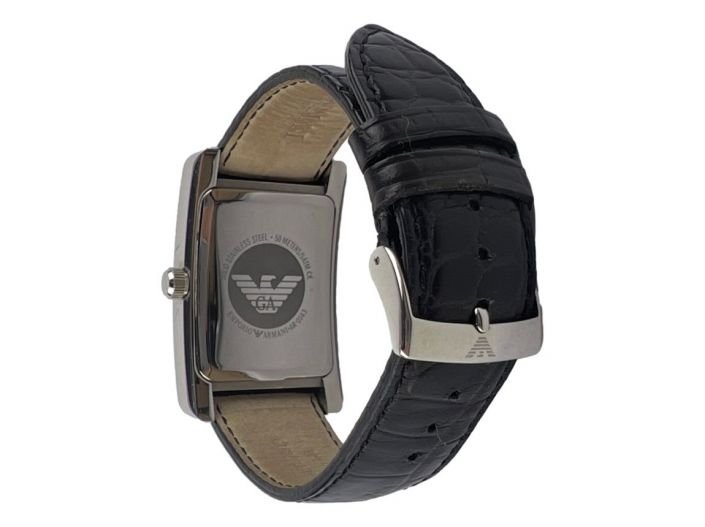 Emporio Armani Black Dial Black Leather Strap Watch For Men - AR0143