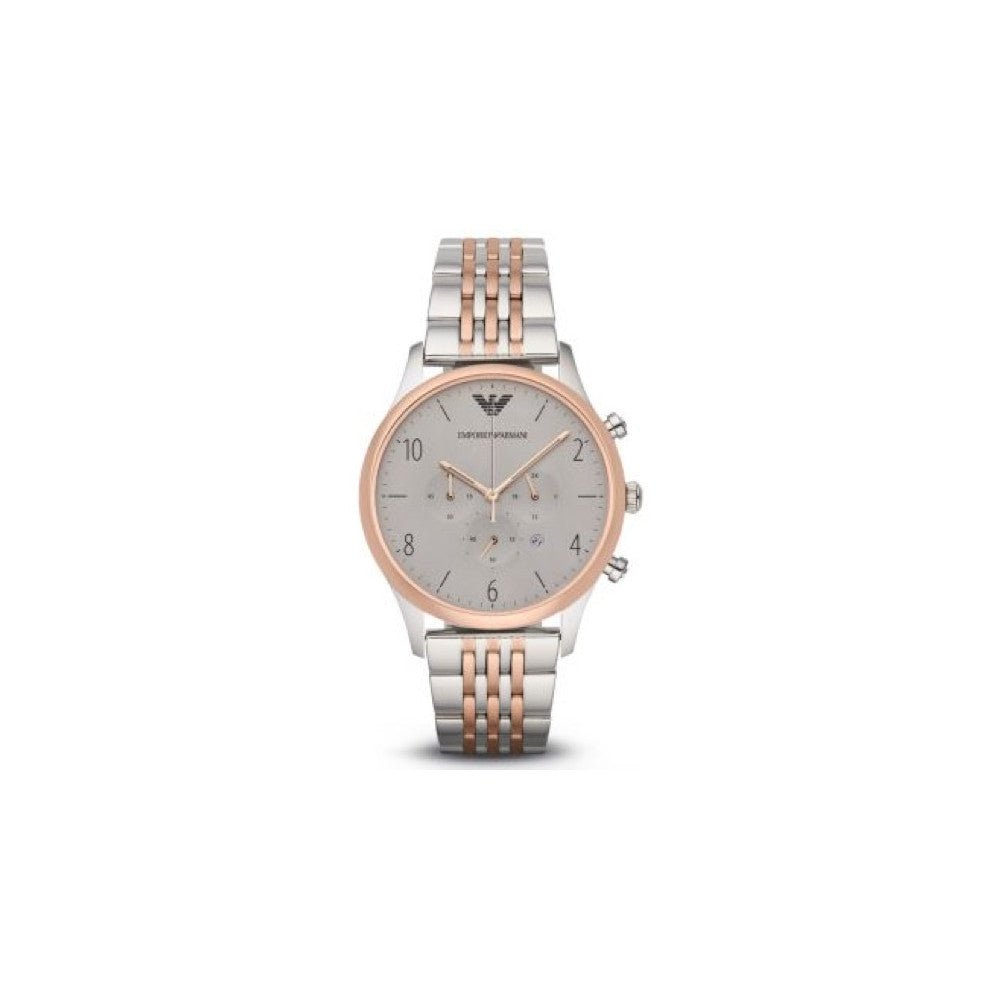 Emporio Armani Beta Chronograph Grey Dial Two Tone Steel Strap Watch For Men - AR1864