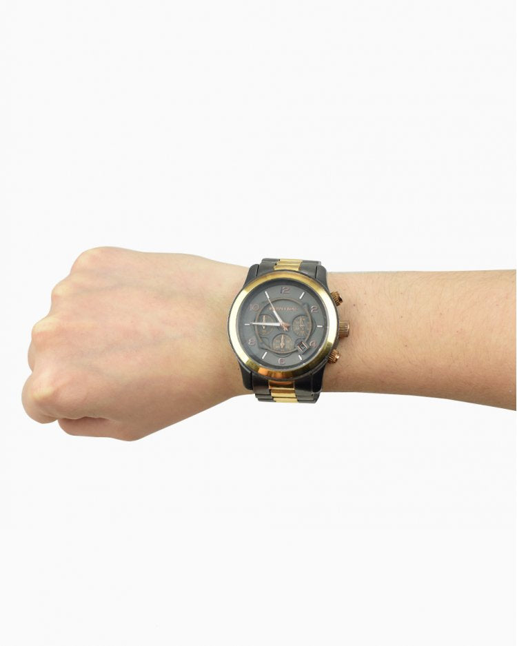 Michael Kors Runway Chronograph Grey Dial Two Tone Steel Strap Unisex Watch - MK8189