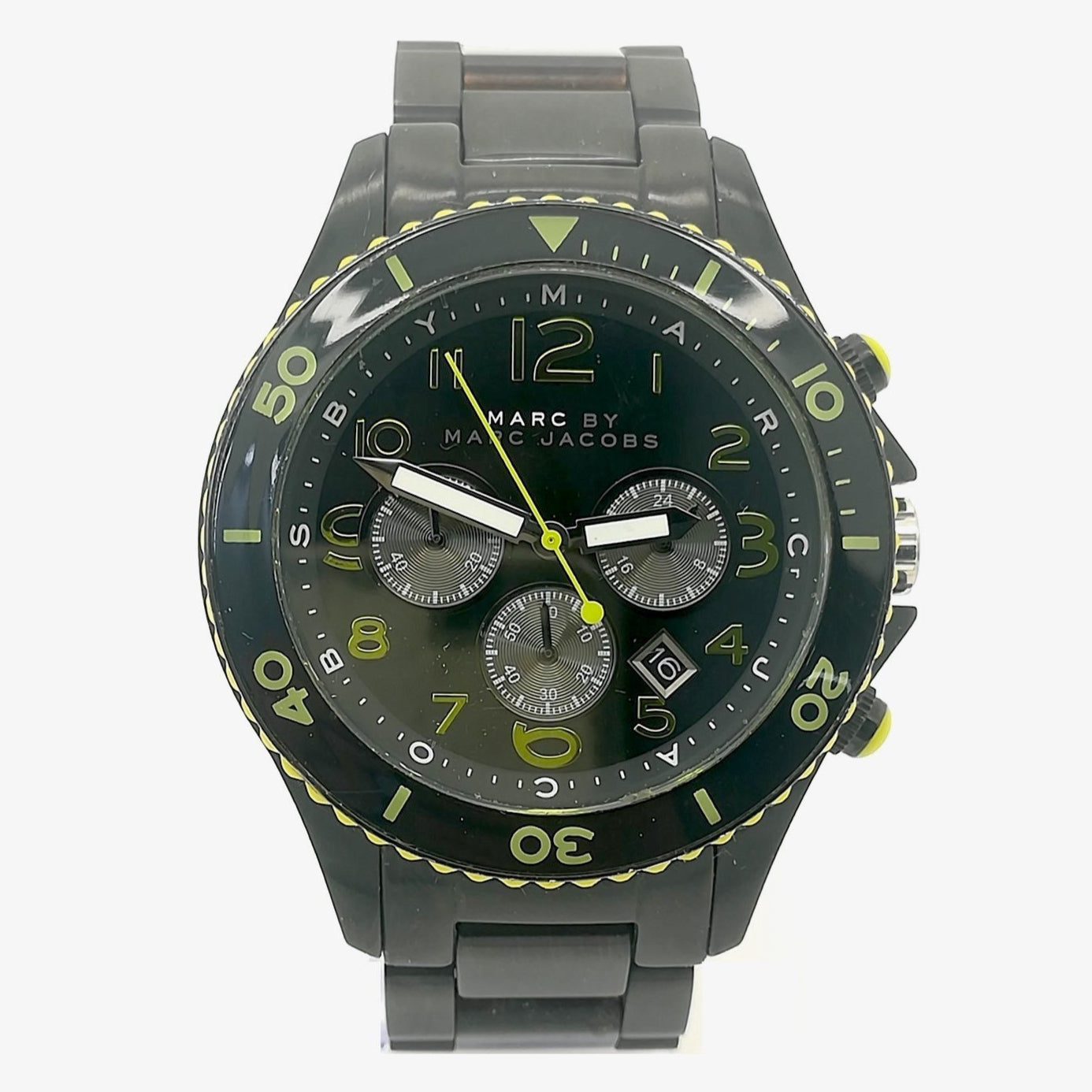 Marc Jacobs Rock Chronograph Black Dial Black Steel Strap Watch for Men - MBM5026