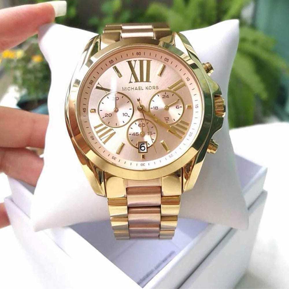 Michael Kors Bradshaw Gold Dial Two Tone Steel Strap Watch for Women - MK6359