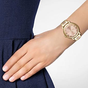 Michael Kors Norie Gold Dial Two Tone Steel Strap Watch for Women - MK3586