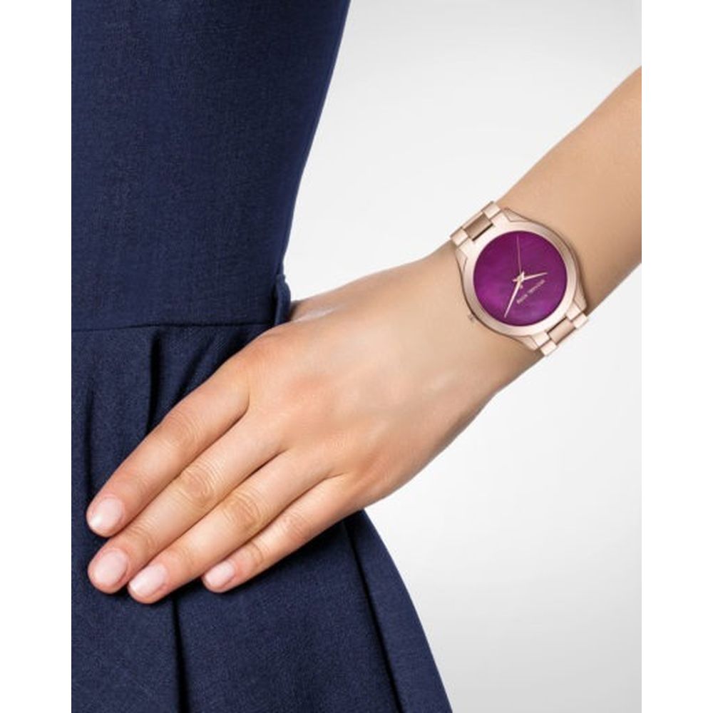 Michael Kors Runway Pink Dial Rose Gold Steel Strap Watch for Women - MK3550