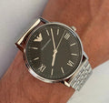 Emporio Armani Kappa Black Dial Silver Steel Strap Watch For Men - AR11152