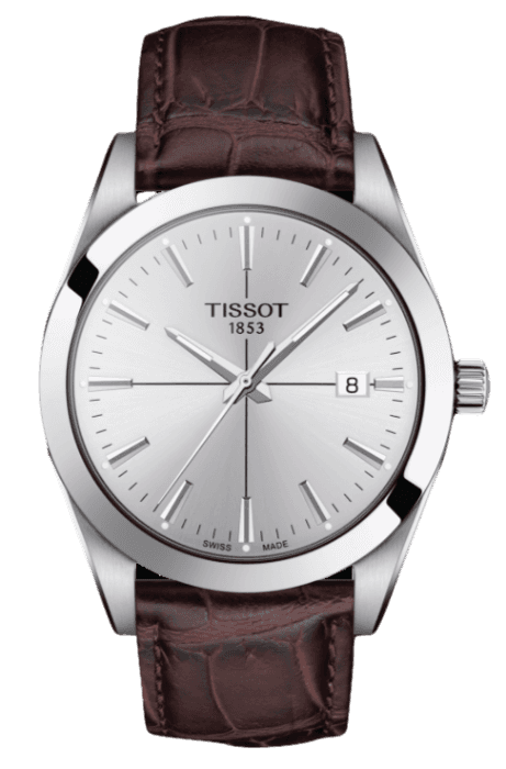Tissot Gentlemen Silver Dial Brown Leather Strap Watch for Men - T127.410.16.031.01