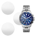 Fossil Garrett Chronograph Blue Dial Silver Steel Strap Watch for Men - FS5623