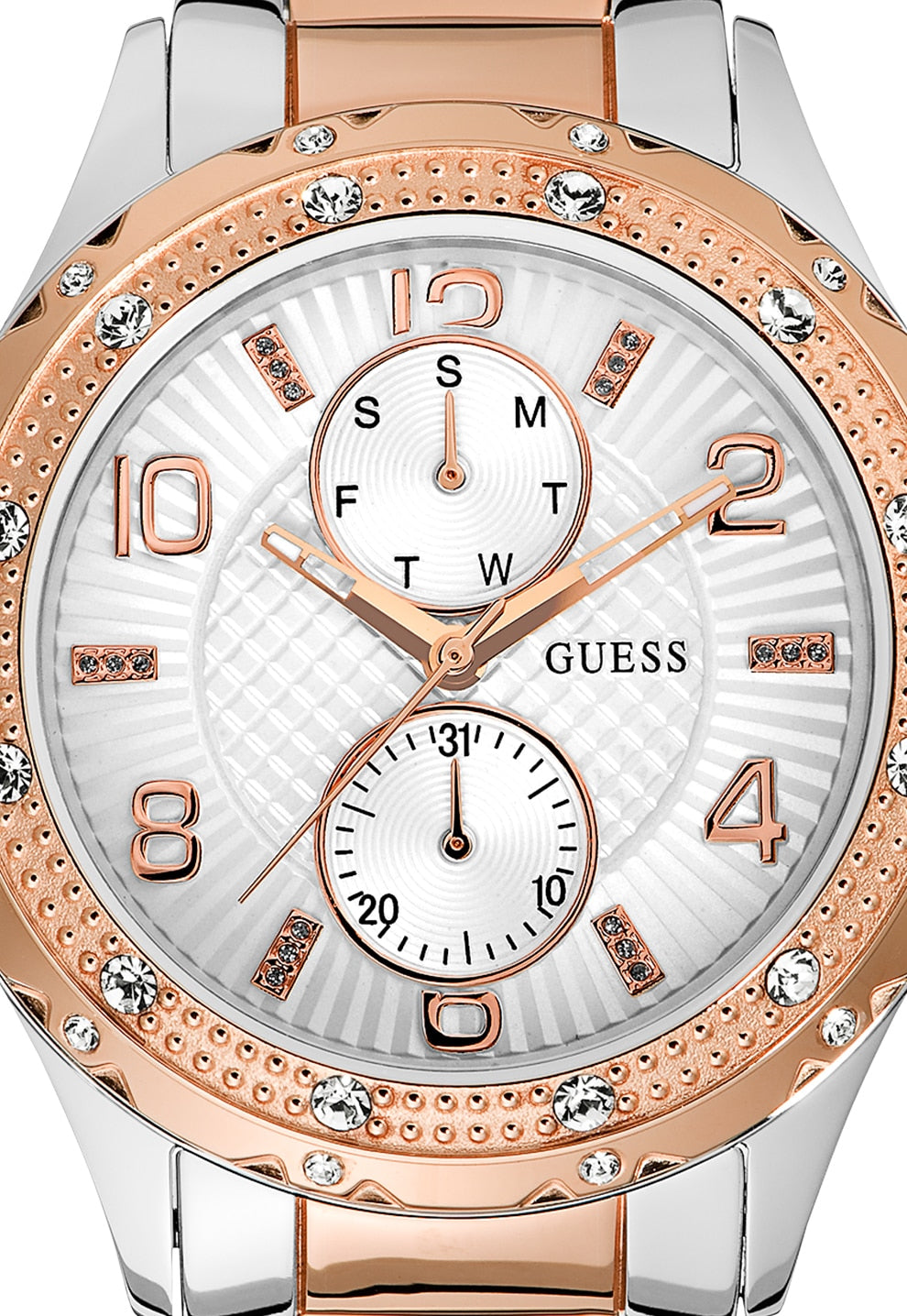 Guess Siren White Dial Two Tone Steel Strap Watch for Women - W0442L4