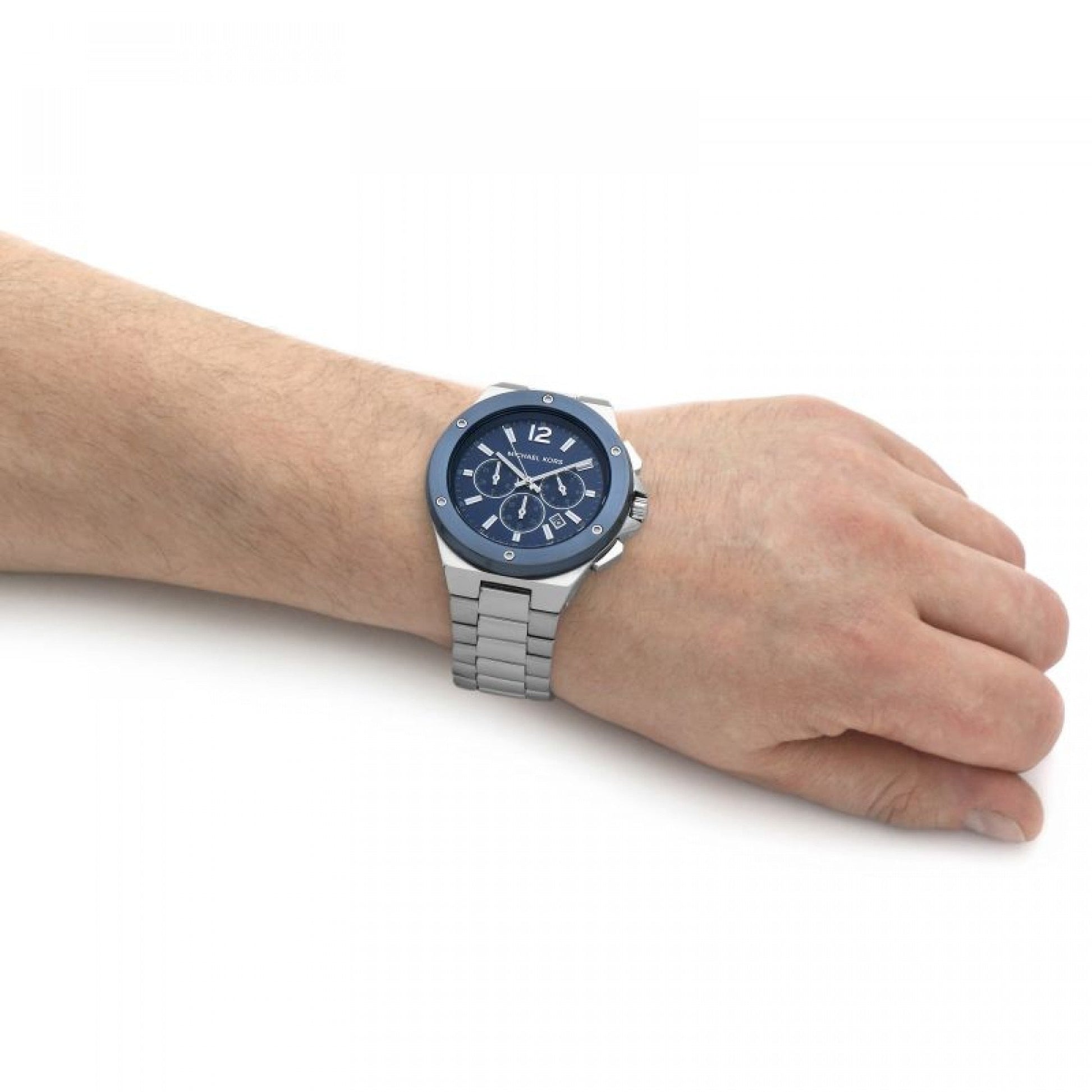 Michael Kors Lennox Chronograph Blue Dial Silver Steel Strap Watch For Men - MK8938