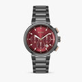 Hugo Boss One Chronograph Red Dial Grey Steel Strap Watch For Men - 1514000