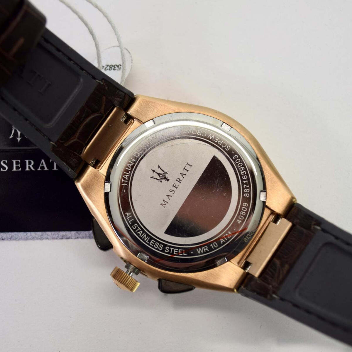 Maserati Triconic Chronograph Grey Dial Brown Leather Strap Watch For Men - R8871639003