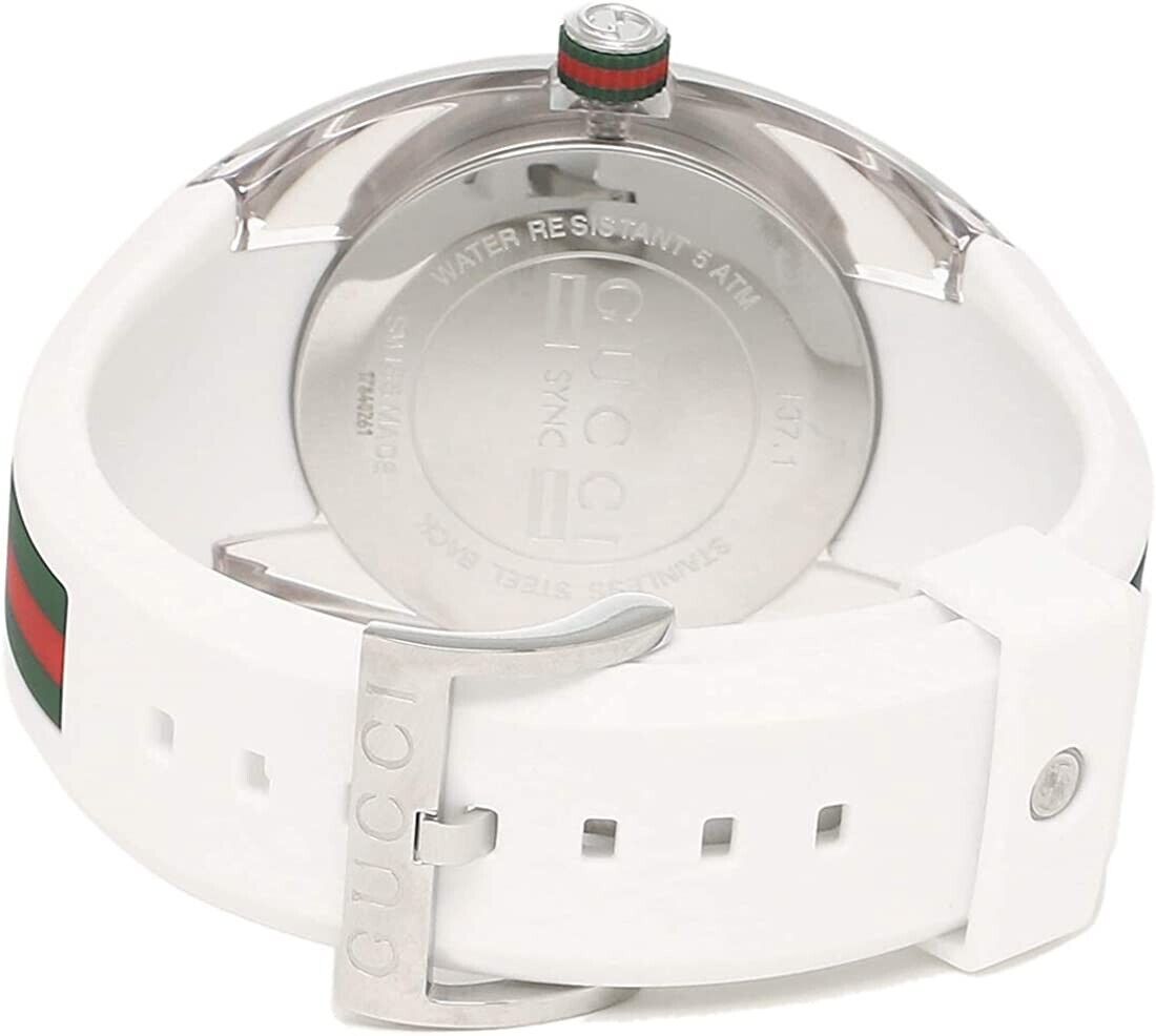 Gucci Sync XXL White Dial White Rubber Strap Watch For Men - YA137102