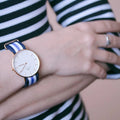 Daniel Wellington Classic Trinity White Dial Three Tone Nylon Strap Watch For Women - 0509DW