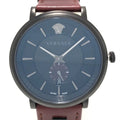 Versace V-Circle Manifesto Black Dial Maroon Leather Strap Watch for Men - VBQ040017