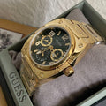Guess Trend Analog Green Dial Gold Steel Strap Watch For Men - GW0624G2