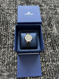 Swarovski Lovely Crystals Mother of Pearl Black Dial Black Leather Strap Watch for Women - 5242898