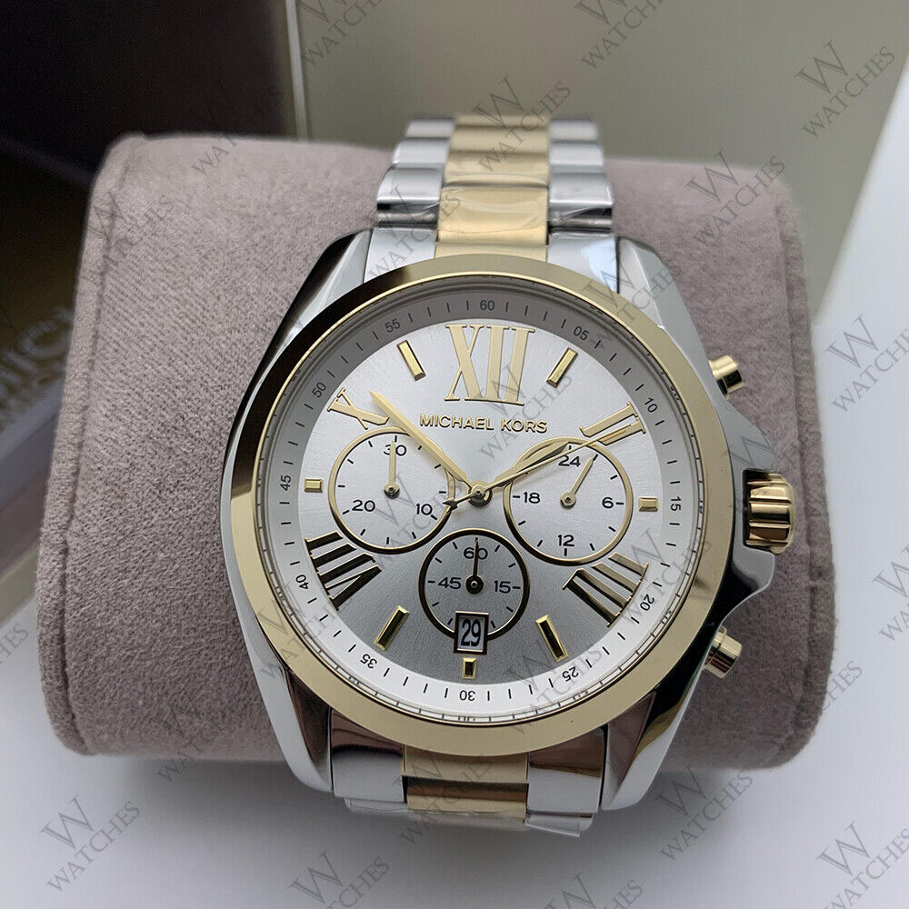 Michael Kors Bradshaw Silver Dial Two Tone Steel Strap Watch for Women - MK5627
