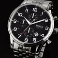 Hugo Boss Aeroliner Chronograph Quartz Black Dial Silver Steel Strap Watch For Men - HB1512446