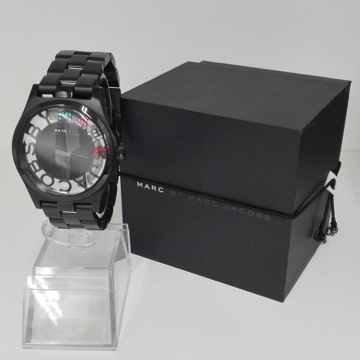 Marc Jacobs Henry Skeleton Black Dial Black Steel Strap Watch for Women - MBM3265