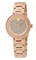 Movado Bold Crystal Pave Rose Gold Dial Rose Gold Steel Strap Watch For Women - 3600493