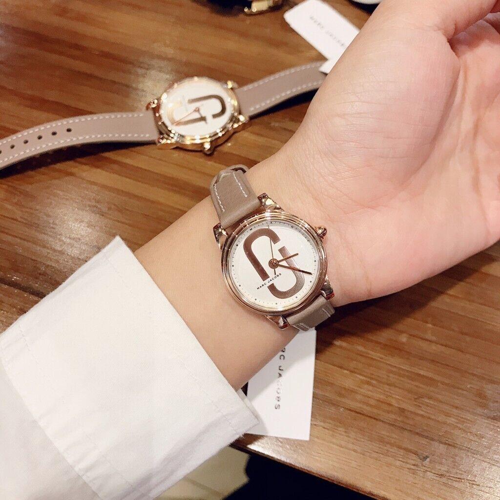 Marc Jacobs Corie White Dial Brown Leather Strap Watch for Women - MJ1581