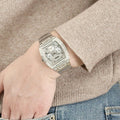 Guess Raven Diamonds Silver Dial Silver Steel Strap Watch for Women - GW0104L1