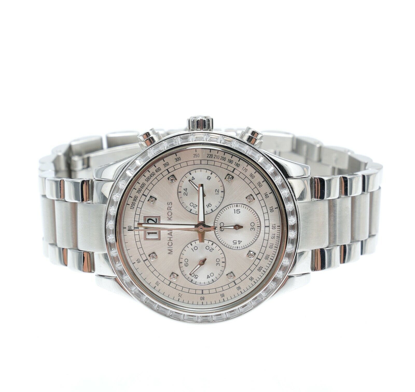 Michael Kors Brinkley Diamonds Silver Dial Silver Steel Strap Watch for Women - MK6186