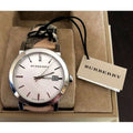 Burberry The City Silver Dial Brown Leather Strap Watch for Women - BU9025