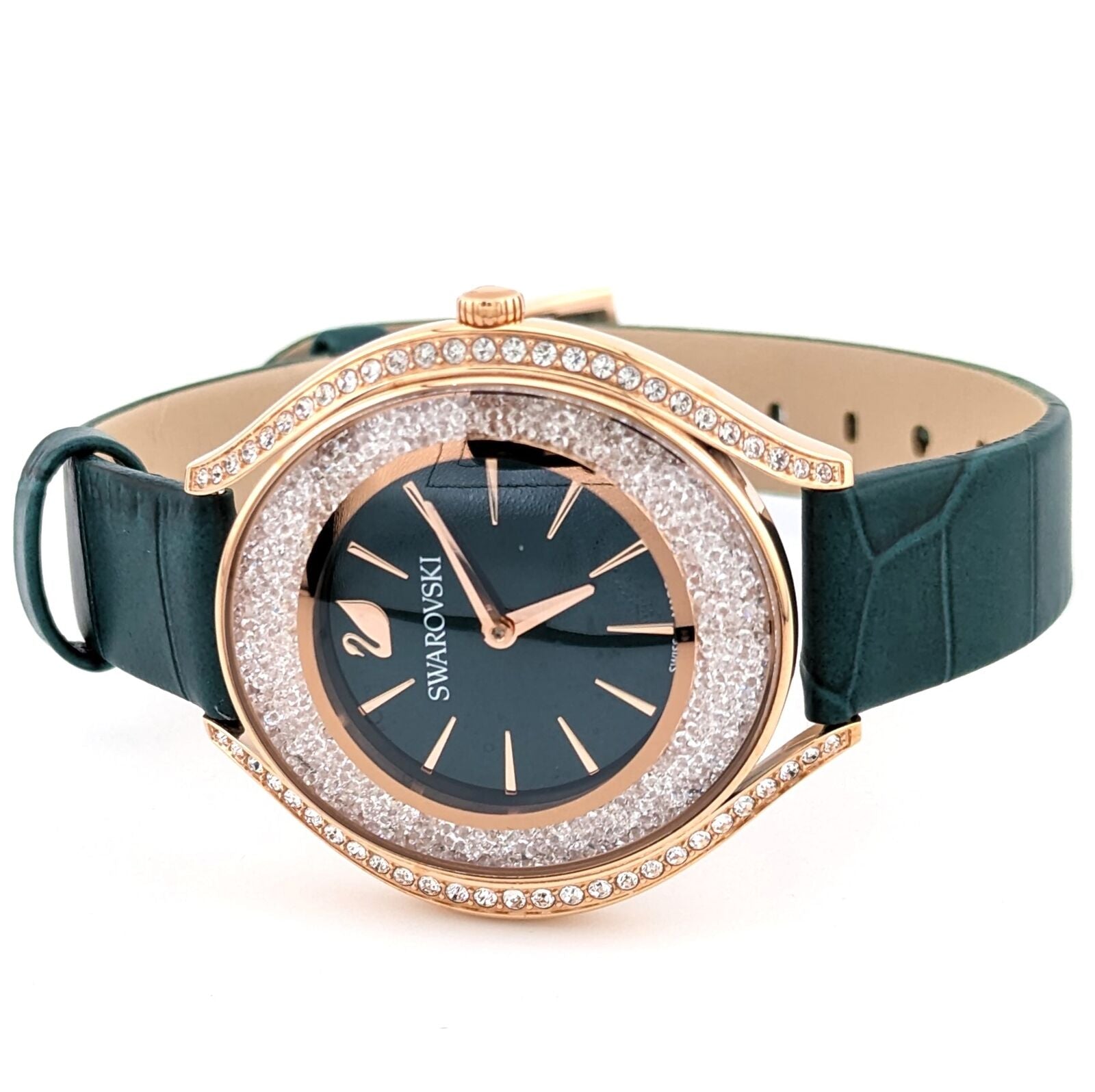Swarovski Crystalline Aura Green Dial Green Leather Strap Watch for Women - 5644078