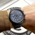 Michael Kors Lexington Chronograph Blue Dial Blue Steel Strap Watch for Men - MK8480