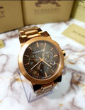 Burberry The City Grey Dial Rose Gold Steel Strap Watch for Men - BU9353