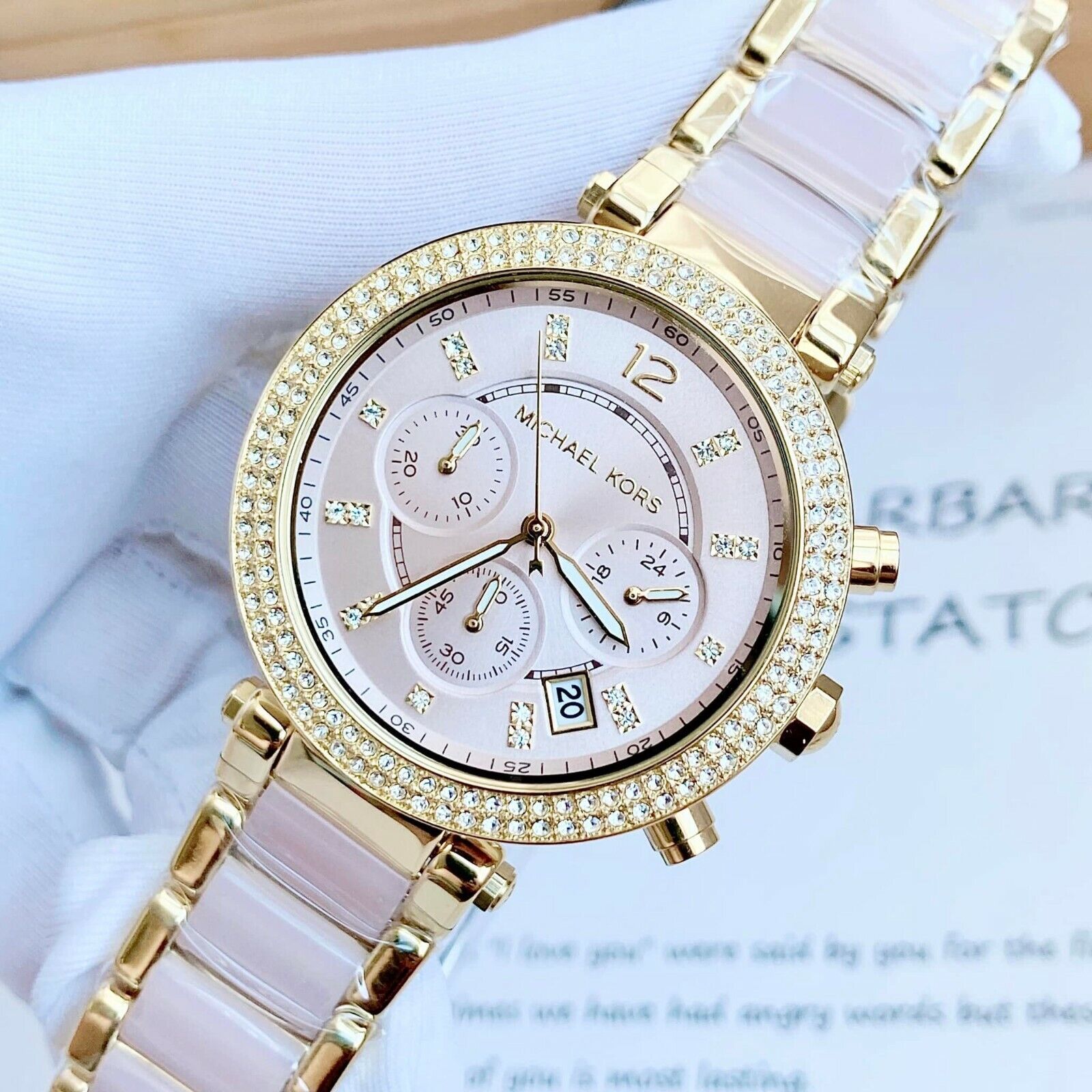 Michael Kors Parker Gold Dial Two Tone Steel Strap Watch for Women - MK6326