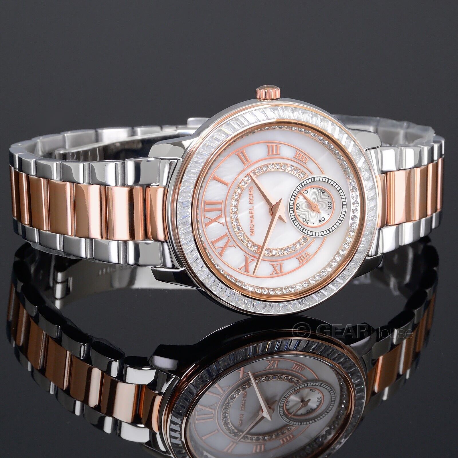 Michael Kors Madelyn Silver Dial Two Tone Steel Strap Watch for Women - MK6288