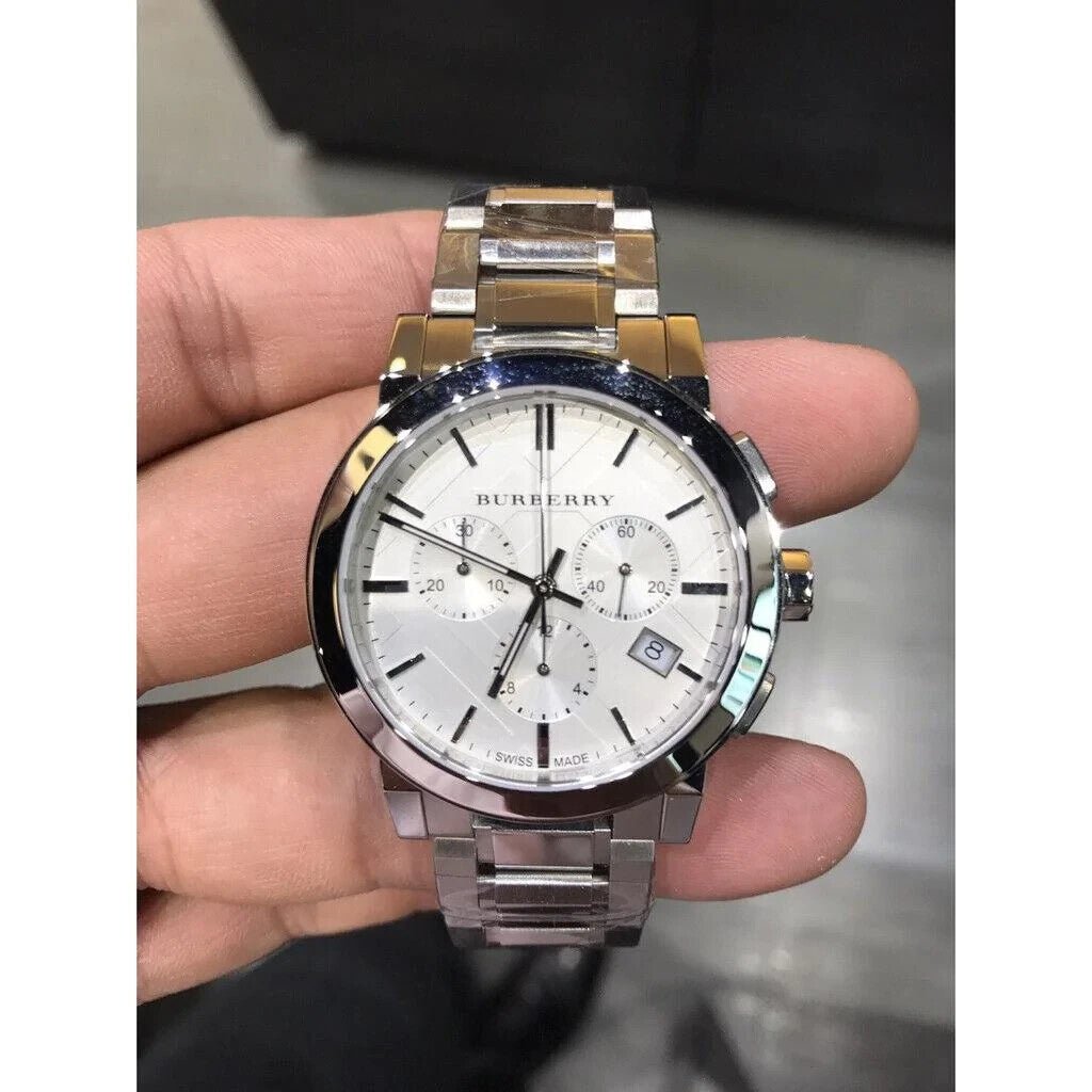 Burberry The City White Dial Silver Steel Strap Watch for Men - BU9750